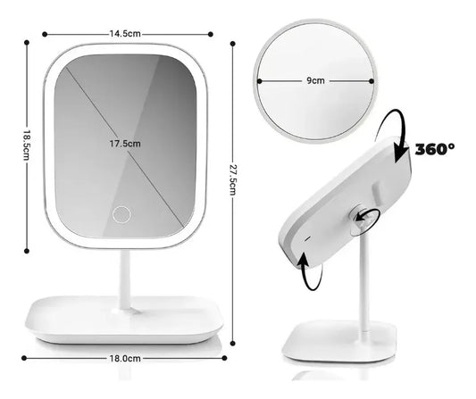 Espejo con luz led regulable - carga USB