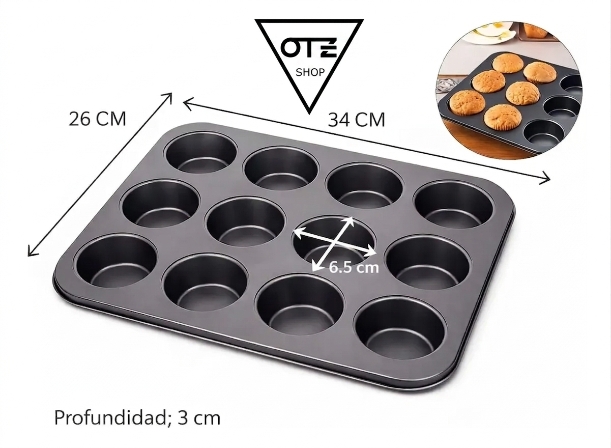 Molde repostería 12 Ranuras - Muffins