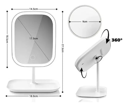 Espejo con luz led regulable - carga USB