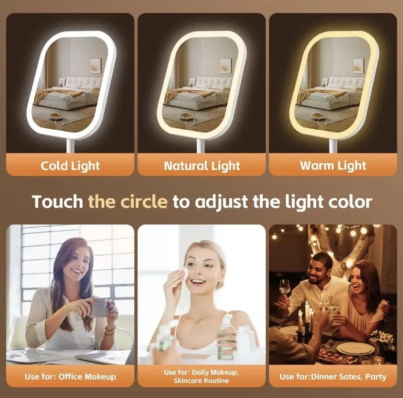 Espejo con luz led regulable - carga USB