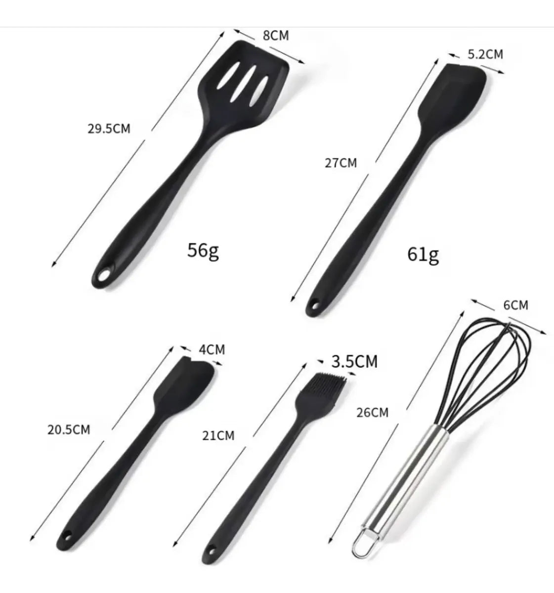Set X5 utensilios de cocina - silicona -