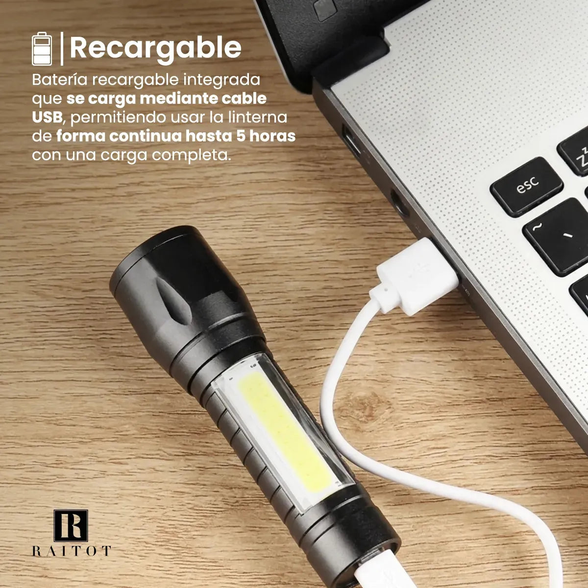 Mini linterna táctica - carga USB