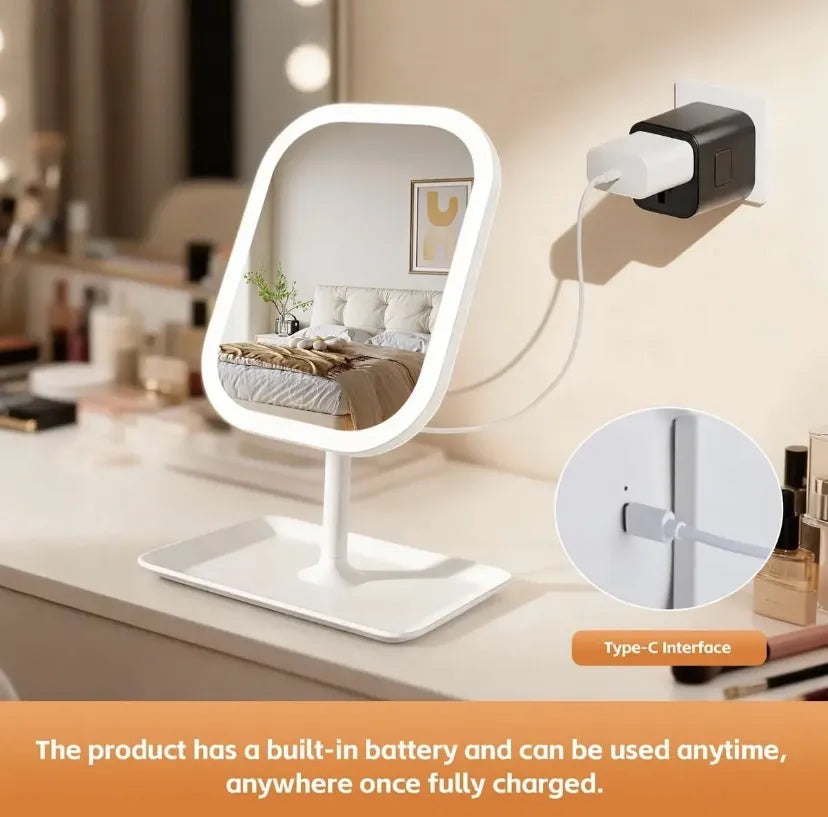 Espejo con luz led regulable - carga USB