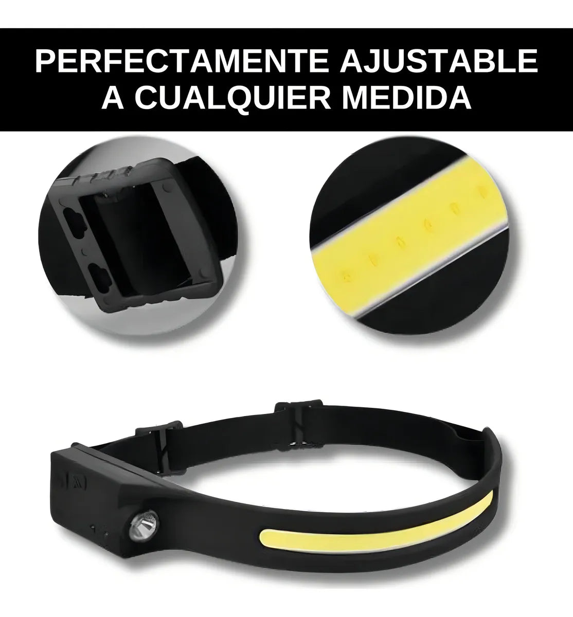 Vincha linterna recargable USB con sensor de movimiento