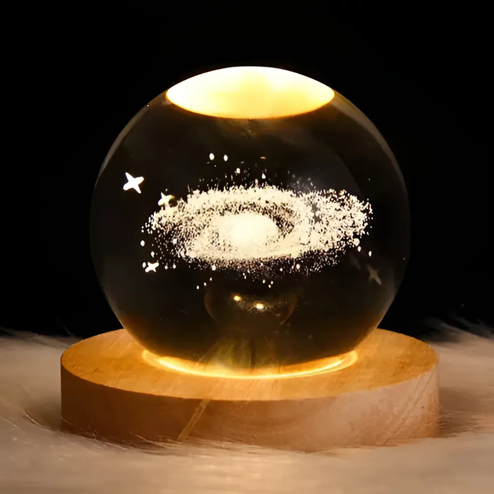 Lampara de mesa, esfera de cristal 3D - GALAXIA -