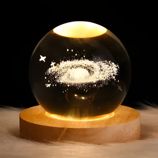 Lampara de mesa, esfera de cristal 3D - GALAXIA -