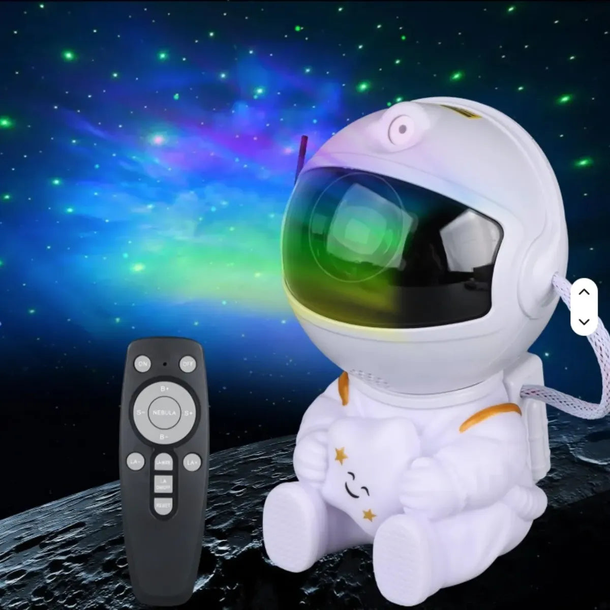 Astronauta proyector galaxia