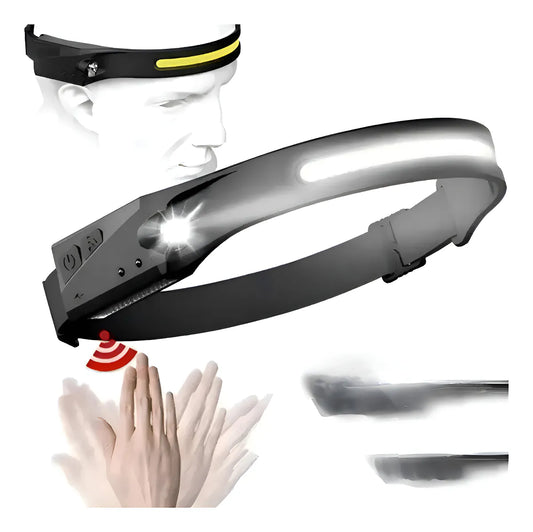 Vincha linterna recargable USB con sensor de movimiento