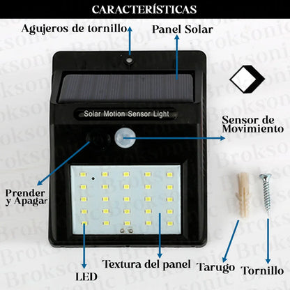 Reflector carga SOLAR, apto exterior, sensor de movimiento